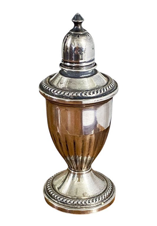 #3609 Vintage Sterling Silver Weighted Glass Lined Salt or Pepper Shaker, 4.75" H