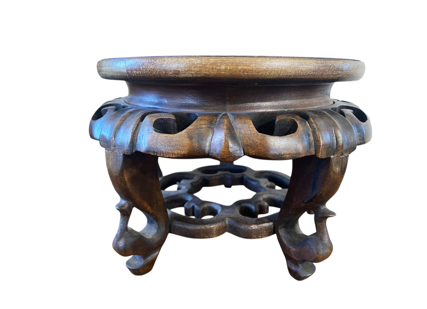 #549 Vintage Chinese  Rosewood Pedestal Plant/Vase  Stand 9.5" D