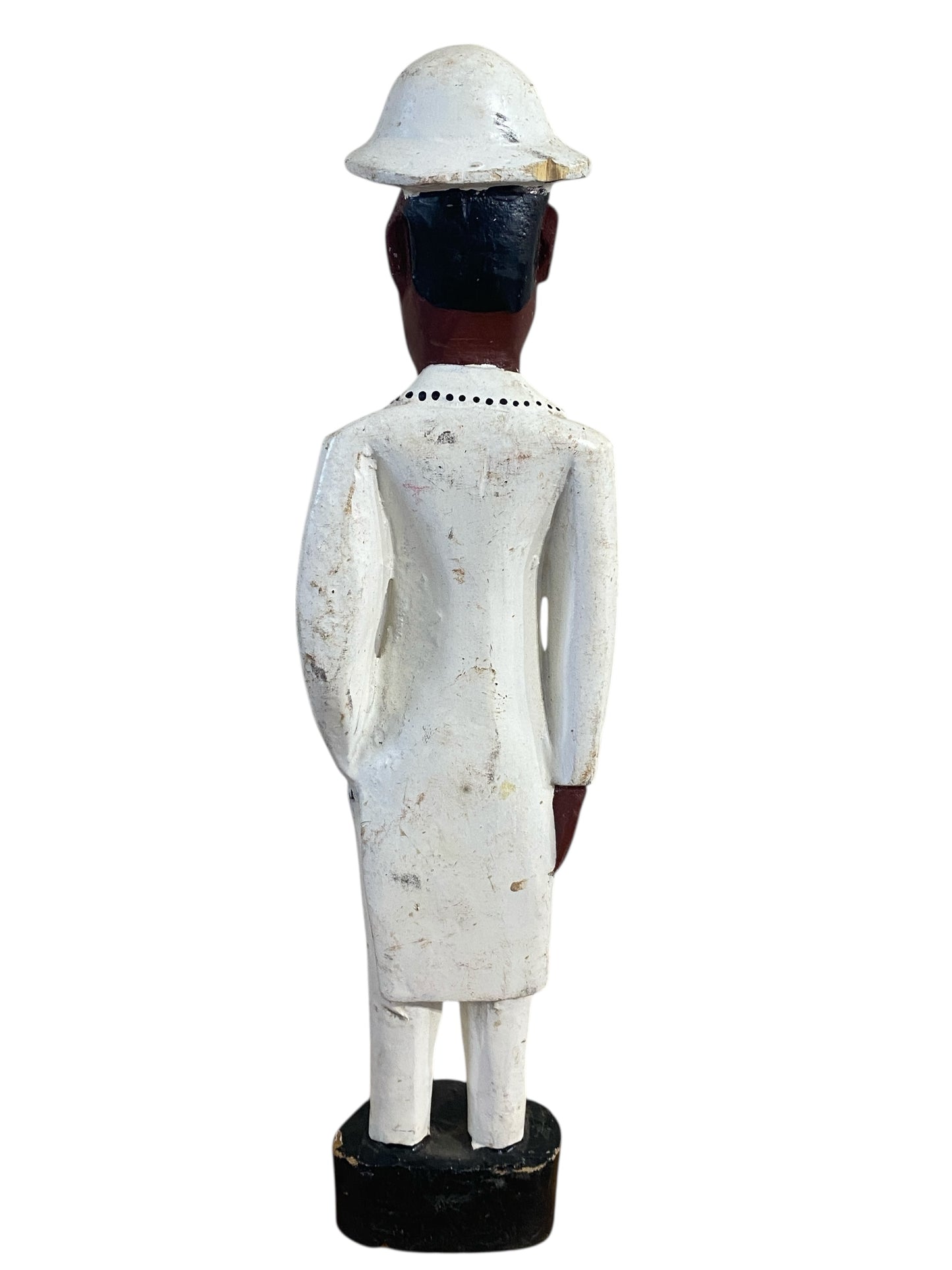 #1178 Vtg  African Painted Wood Male Colon Figure Sculpture Folk Art 12.5"