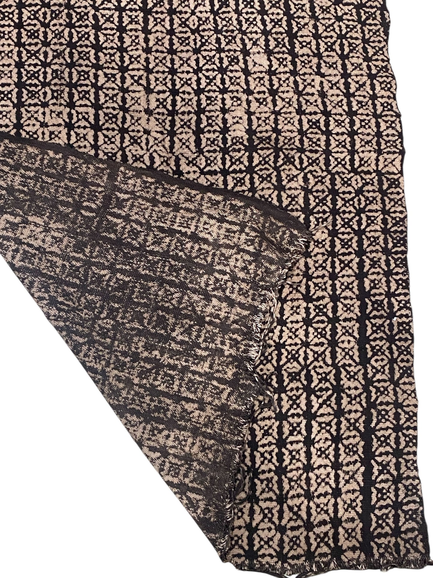 # 528  Vintage African Black and Beige  Mud Cloth Textile Mali  56"