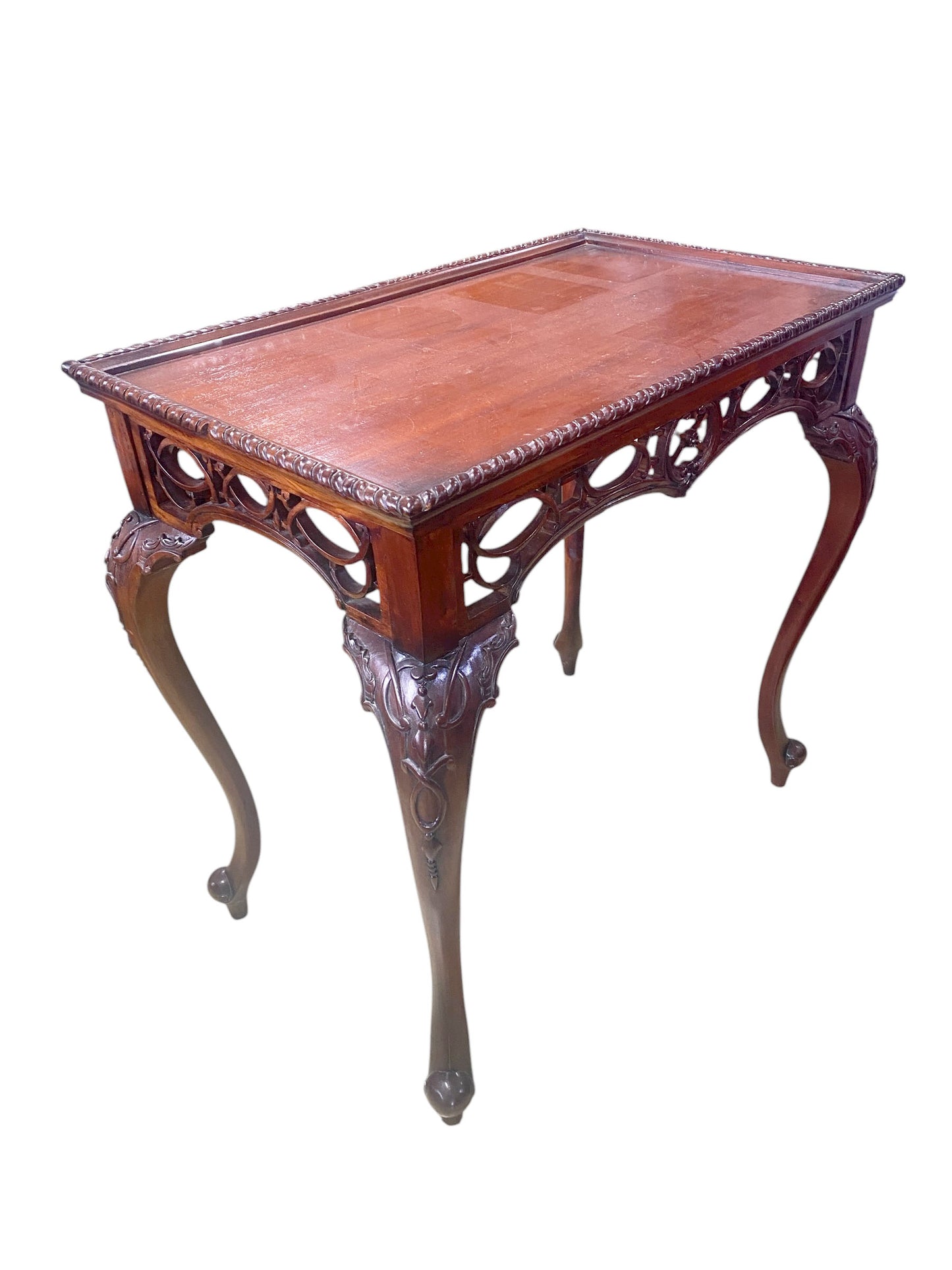 #206/207 Vintage  Chippendale Style Carved Mahogany Side  Table /Console 31" H