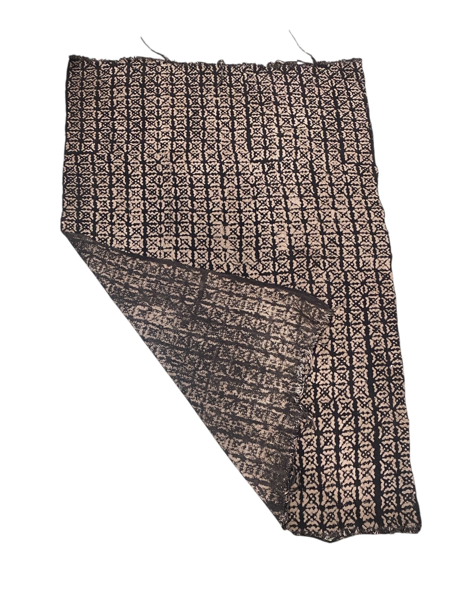 # 528  Vintage African Black and Beige  Mud Cloth Textile Mali  56"