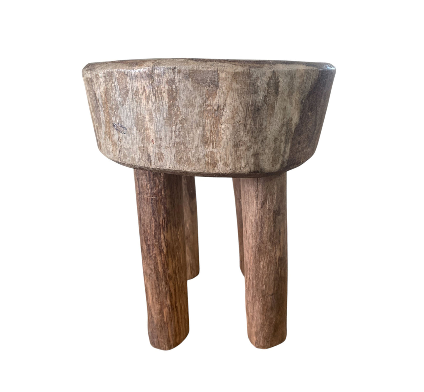 #6657/330 African Vintage Carved Wood Milk Stool Hehe Gogo People Tanzania 12" H