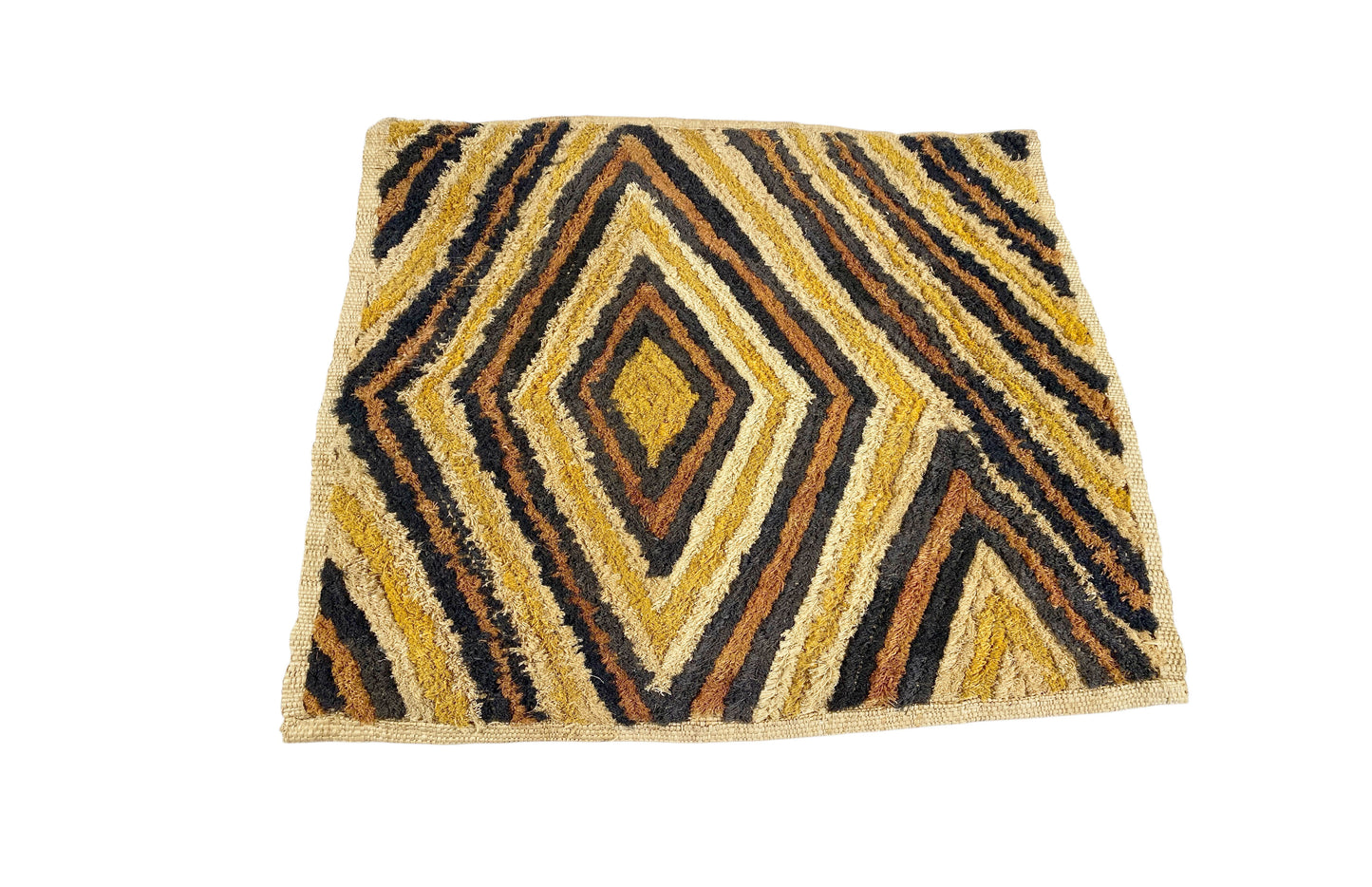 # 2036 Vintage African Kuba Kasai Velvet Raffia Textile Zaire 20 "by 23.5