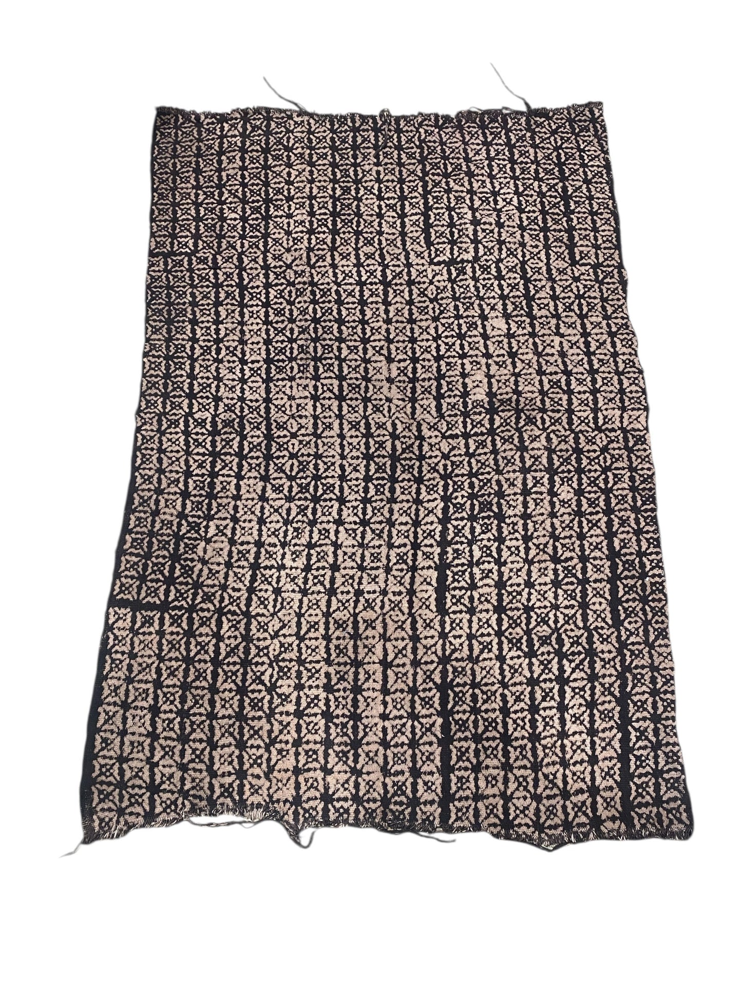 # 528  Vintage African Black and Beige  Mud Cloth Textile Mali  56"