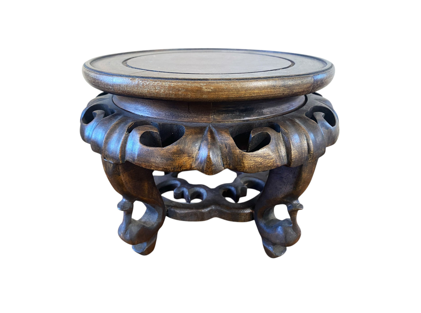 #549 Vintage Chinese  Rosewood Pedestal Plant/Vase  Stand 9.5" D