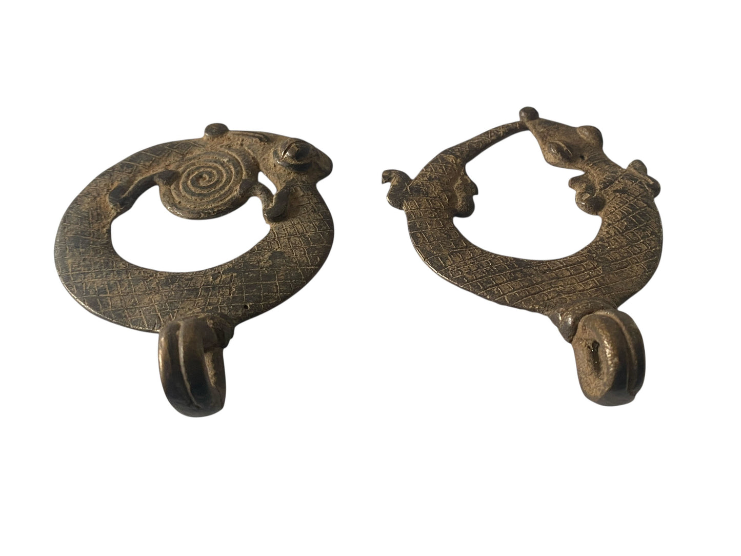 #1194 Vtg Set of Two Gan Bronze Amulet Pendant/Gold Weight /  Burkina Faso