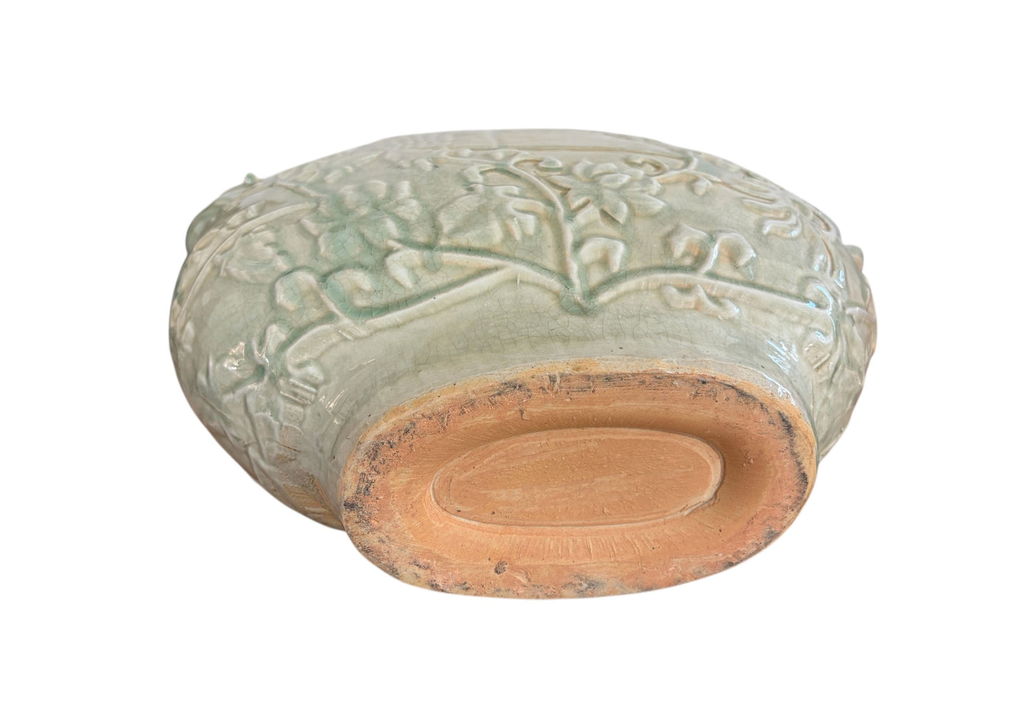 #339 Vintage Chinoiserie Celadon Phoenix Bird Vase  17" H