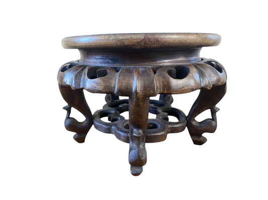 #549 Vintage Chinese  Rosewood Pedestal Plant/Vase  Stand 9.5" D