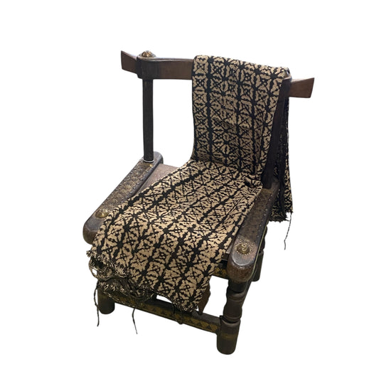 # 528  Vintage African Black and Beige  Mud Cloth Textile Mali  56"