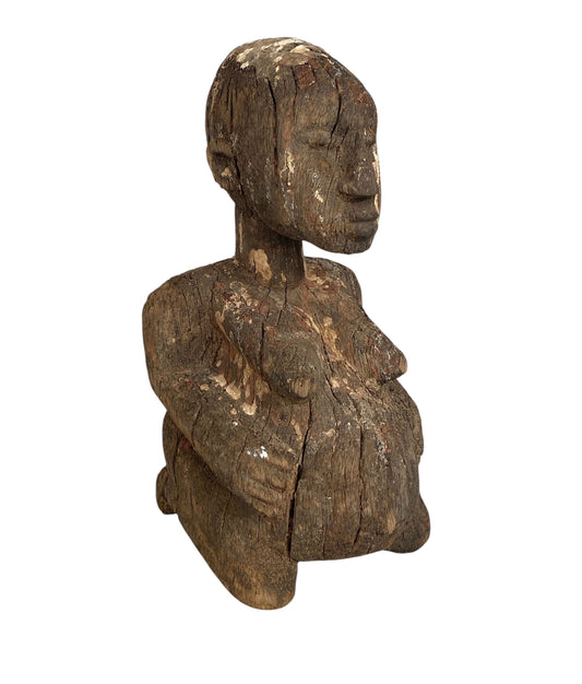 #558 Stunning Carving Old Lobi Pregnant  Sculpture Burkina Faso 10" H