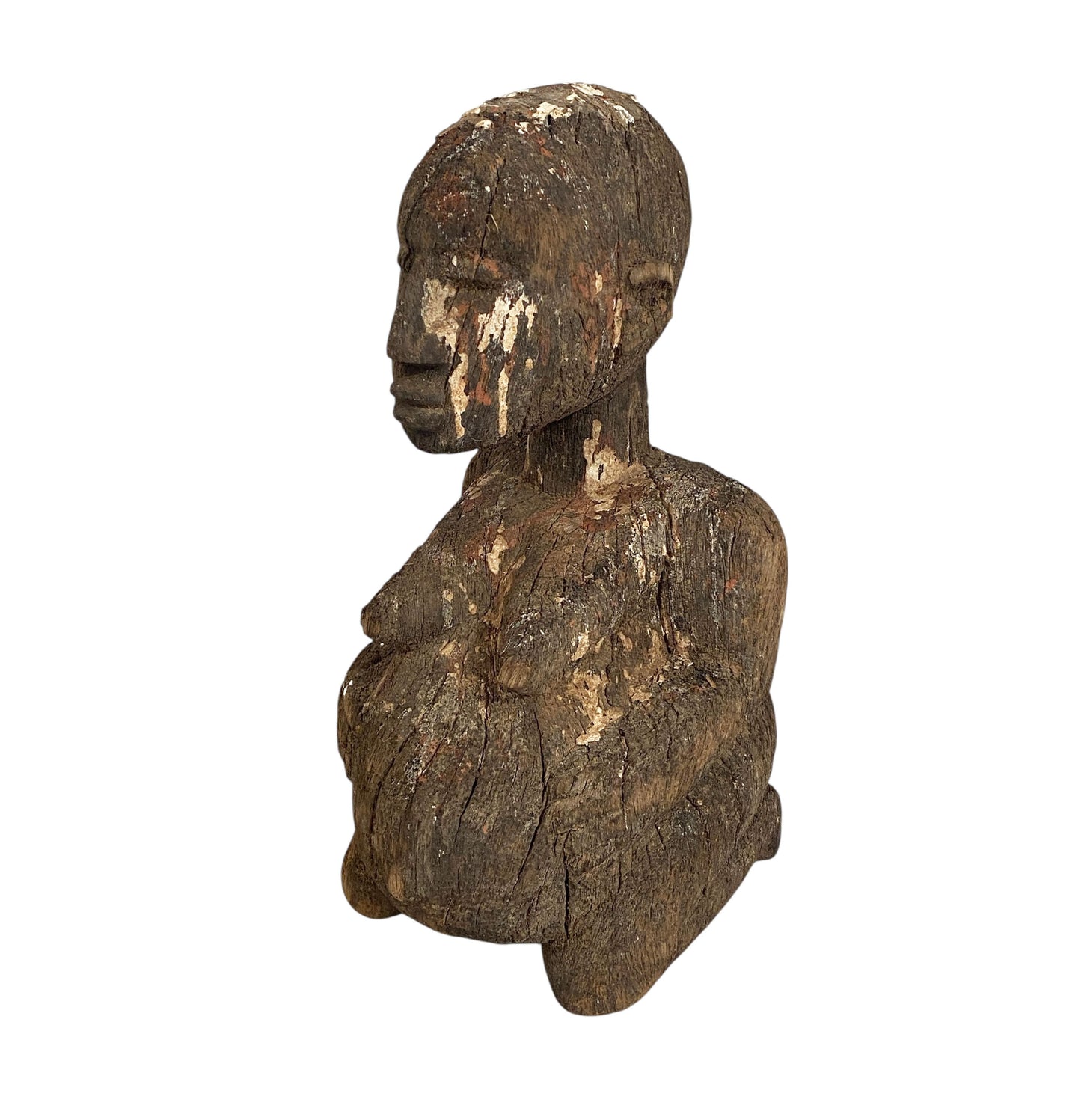 #558 Stunning Carving Old Lobi Pregnant  Sculpture Burkina Faso 10" H