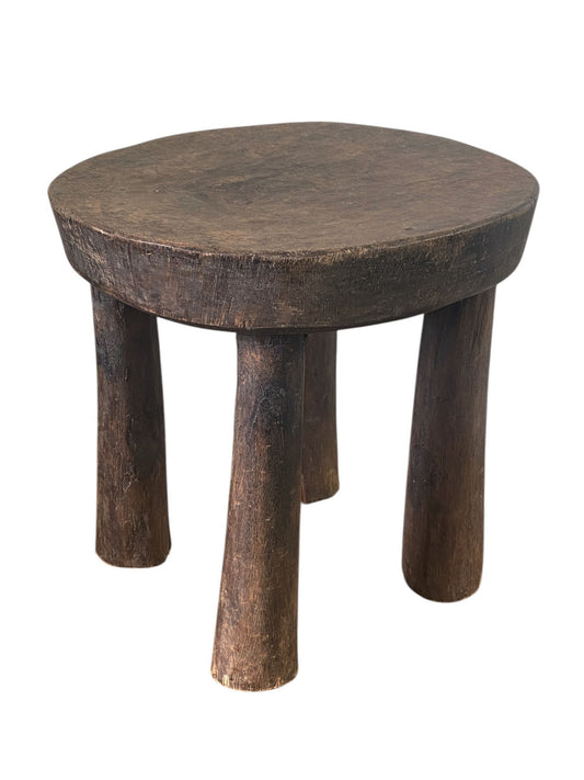 #3992/323 African Vintage Carved Wood Milk Stool Hehe Gogo People Tanzania 10" H