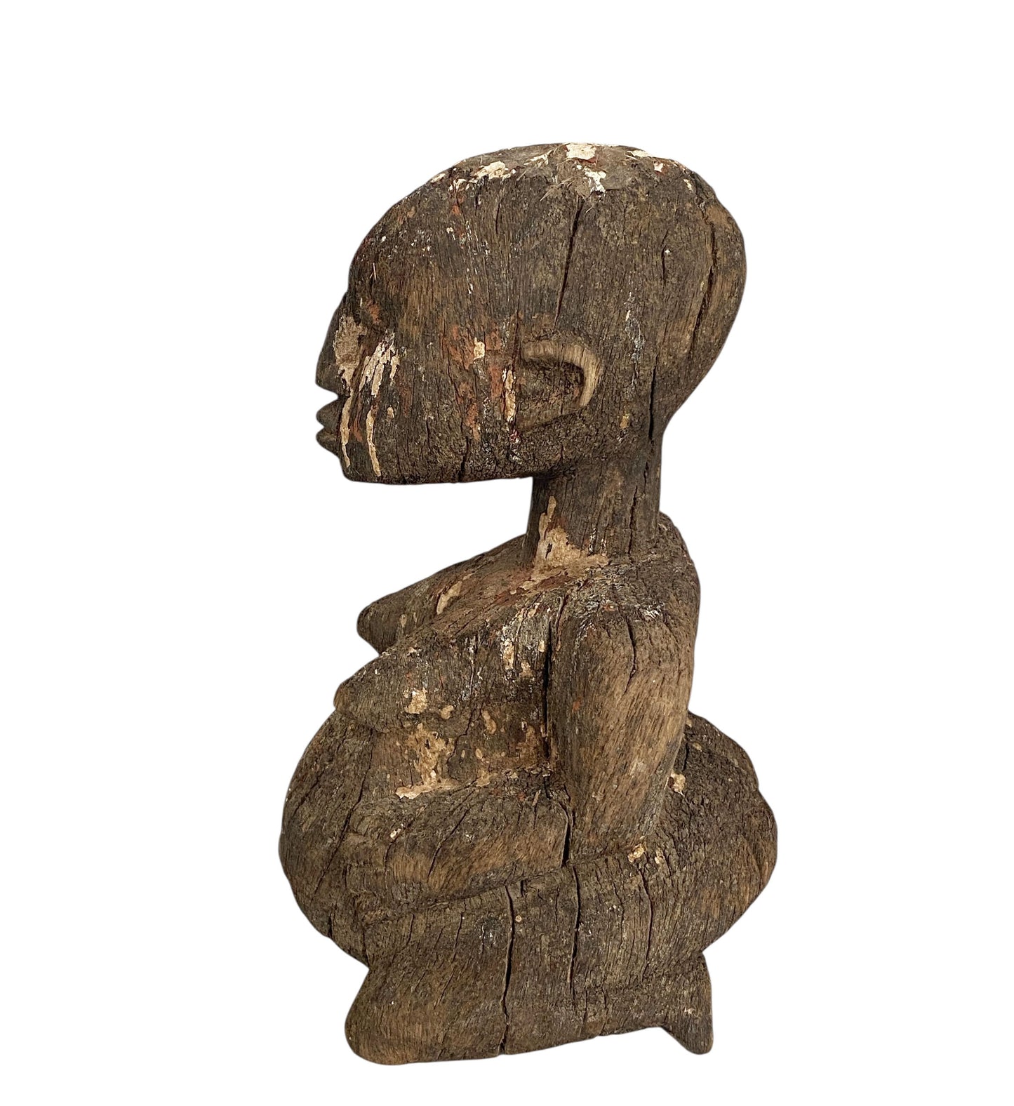 #558 Stunning Carving Old Lobi Pregnant  Sculpture Burkina Faso 10" H