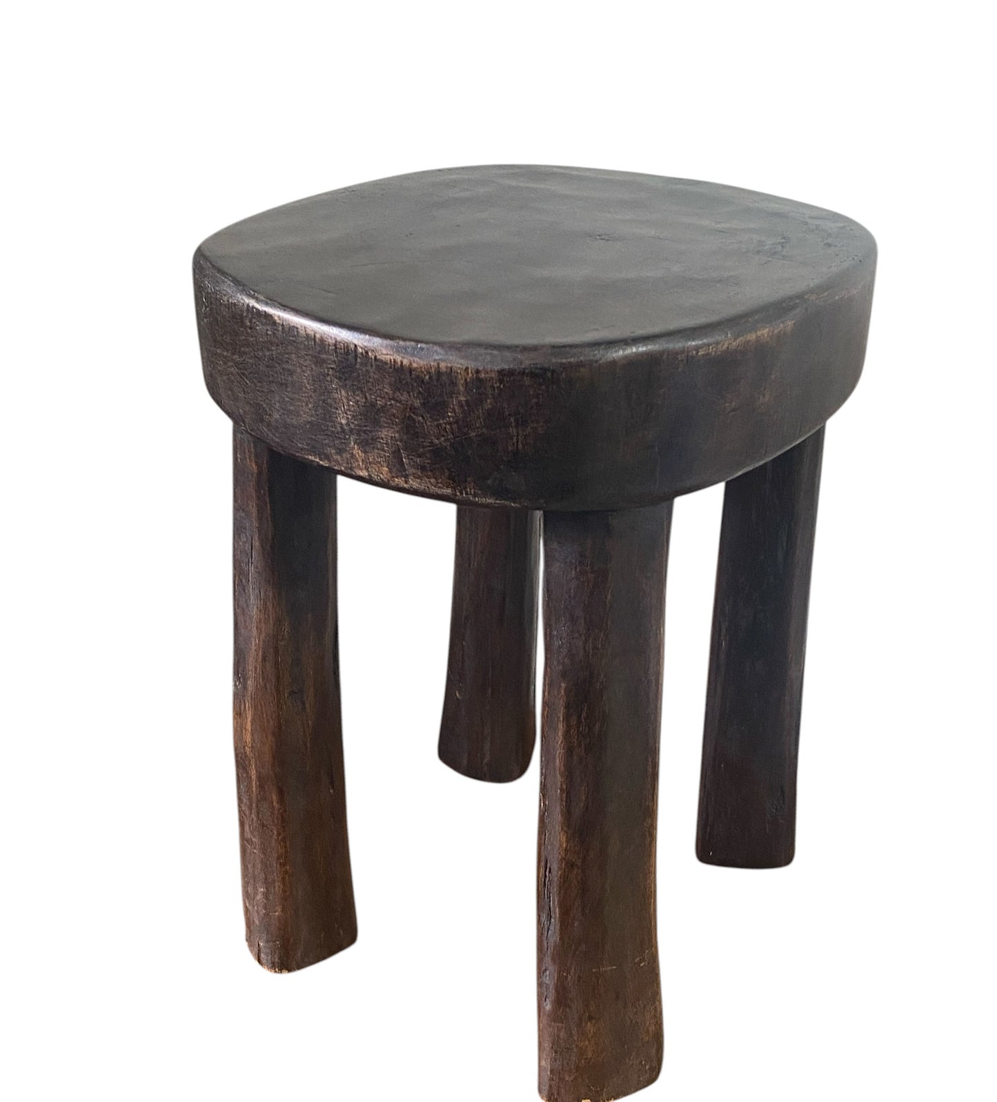 #1187 African Vintage Carved Wood Milk Stool Hehe Gogo People Tanzania 10.75" H