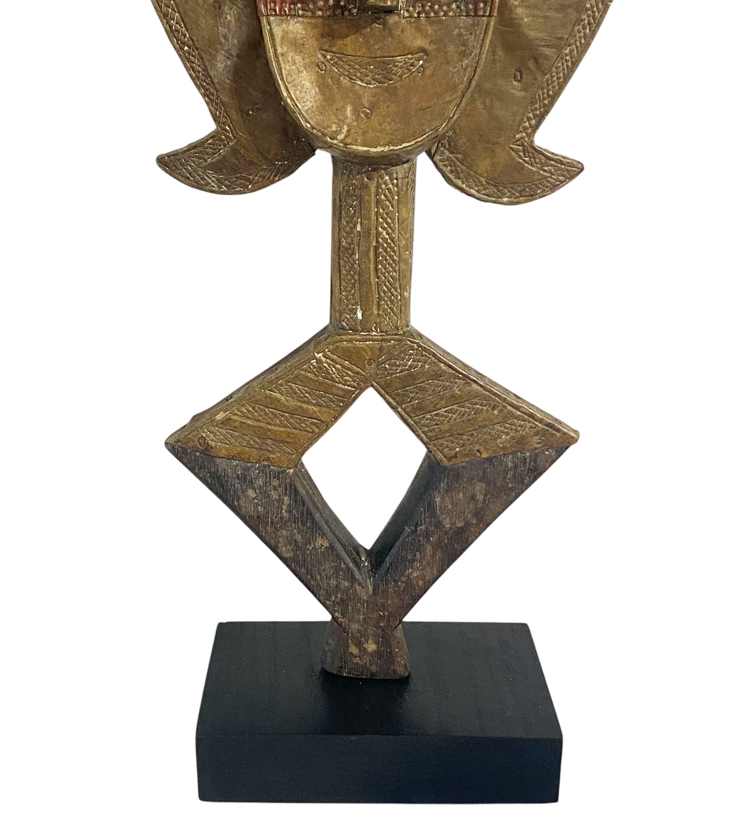 #1170 VTG Bakota Brass and wood  Sculpture w/Stand 24" H