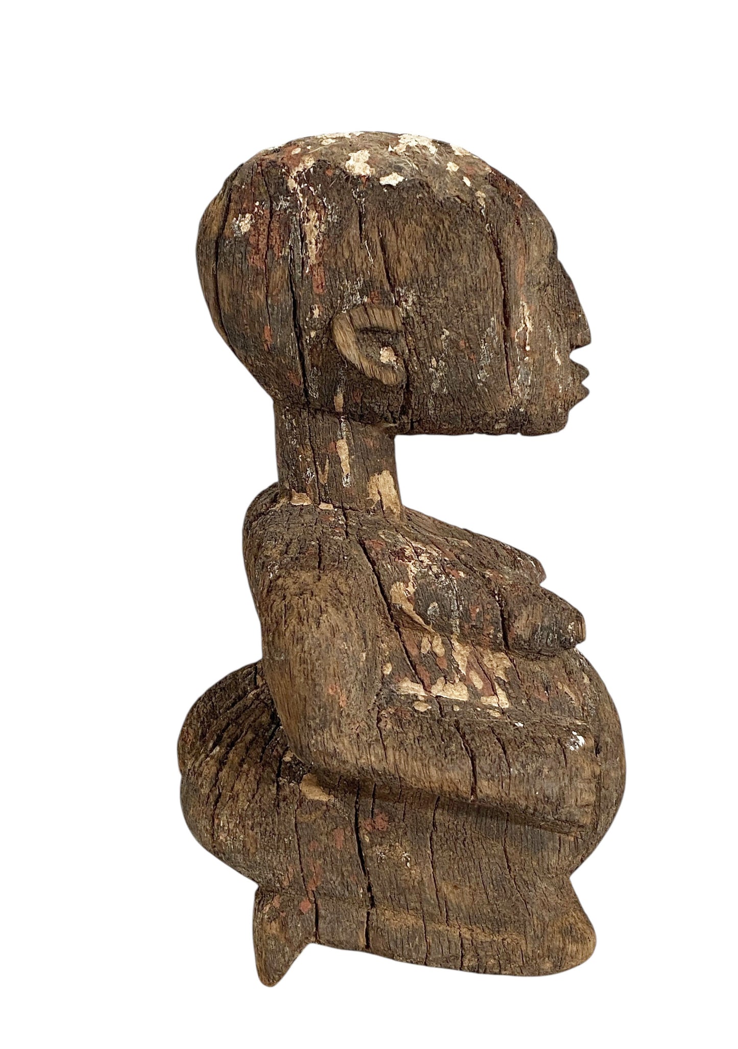 #558 Stunning Carving Old Lobi Pregnant  Sculpture Burkina Faso 10" H