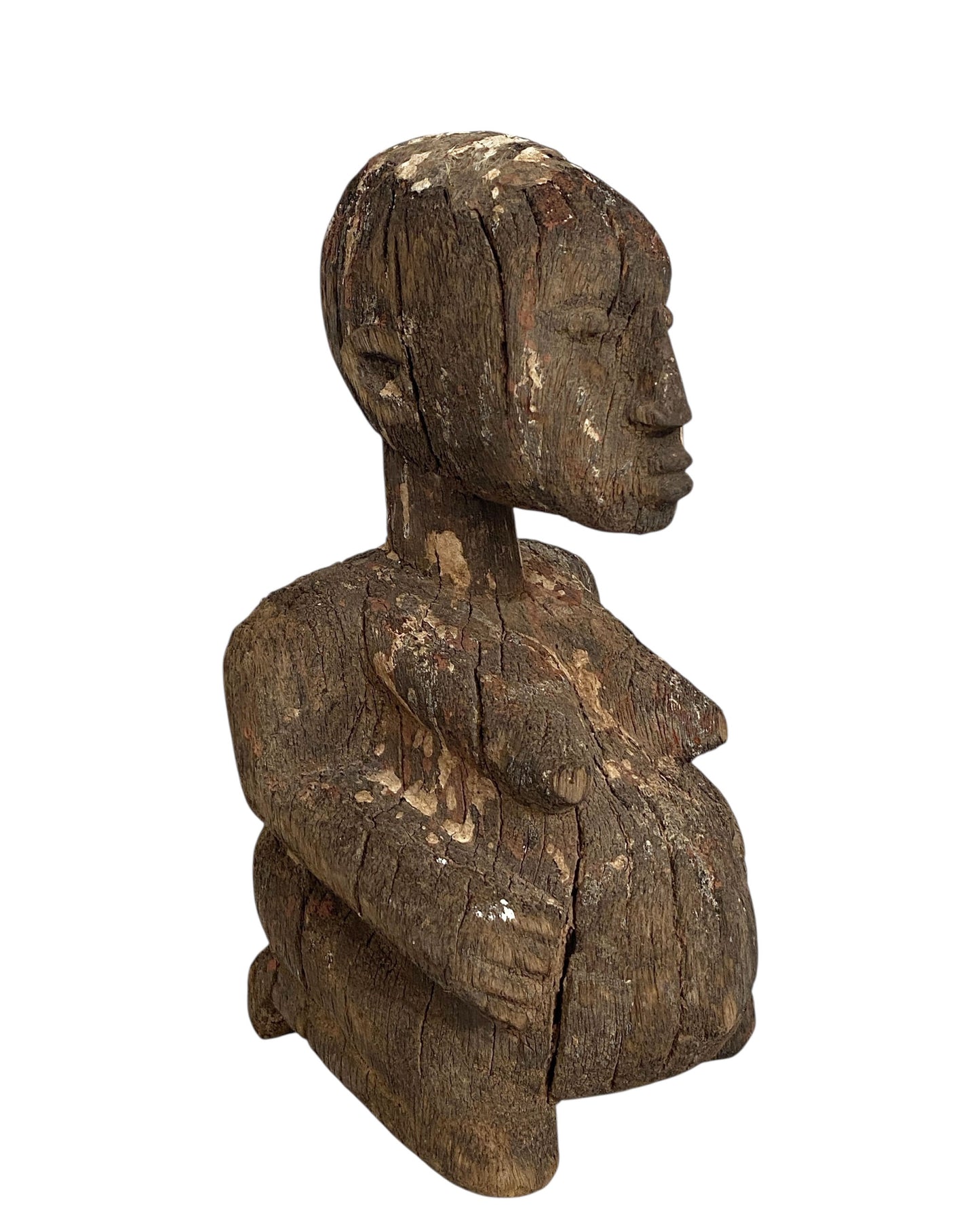 #558 Stunning Carving Old Lobi Pregnant  Sculpture Burkina Faso 10" H