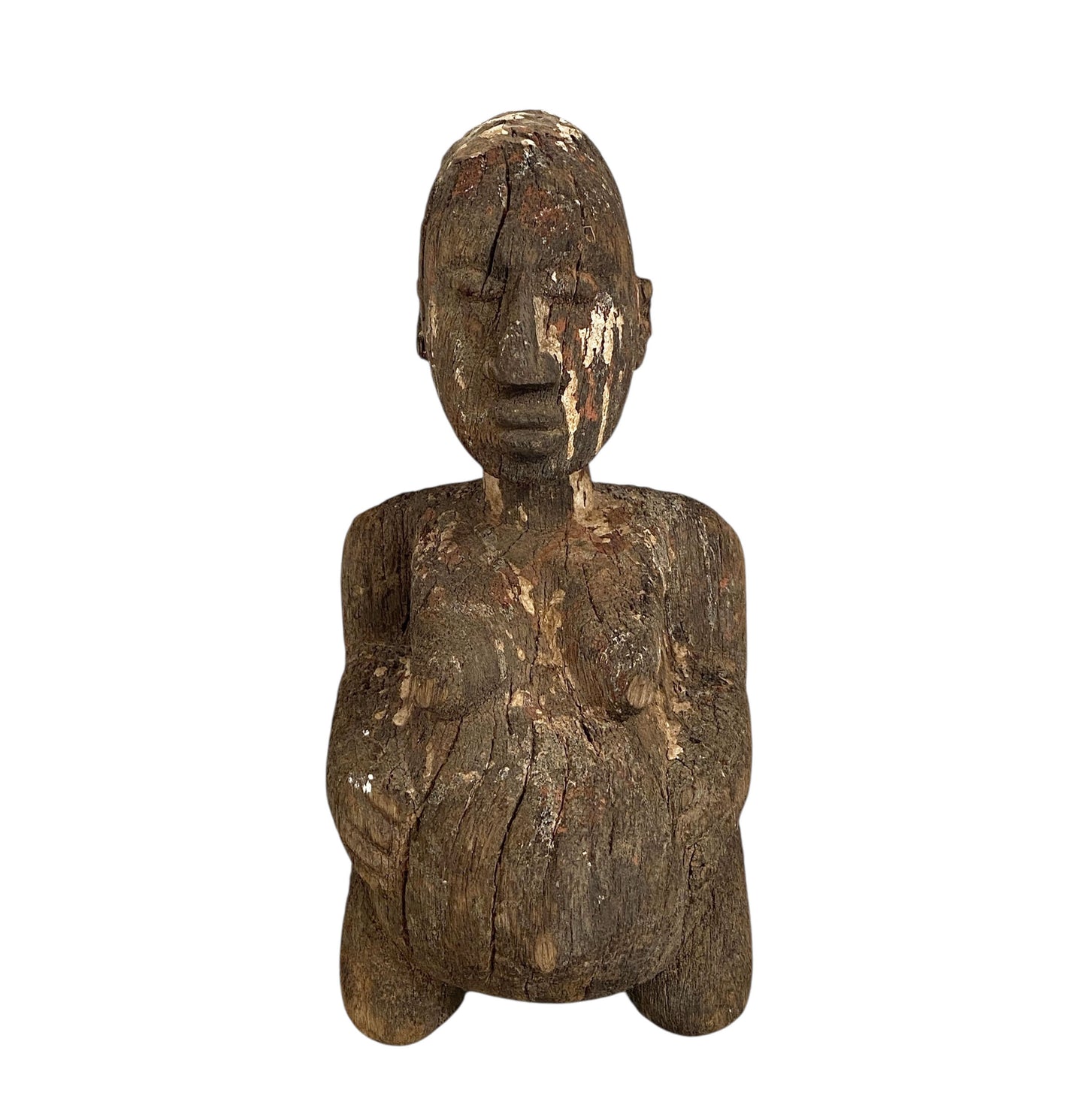 #558 Stunning Carving Old Lobi Pregnant  Sculpture Burkina Faso 10" H