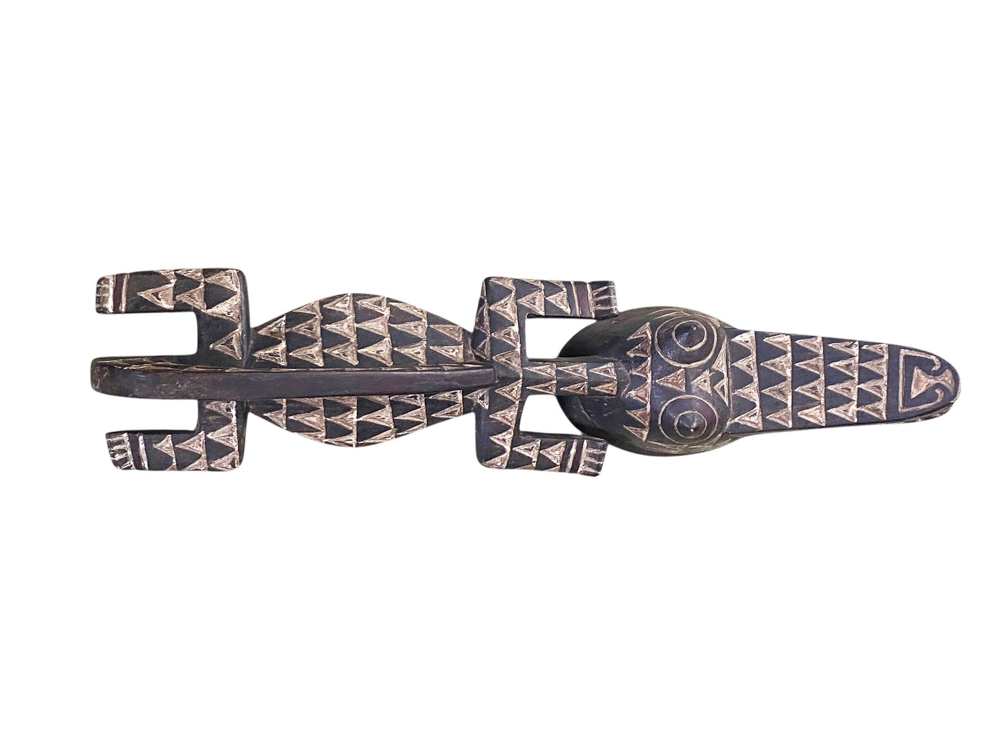 #1129 Vintage  African Crocodile Bobo Mask Burkina Faso 30" W