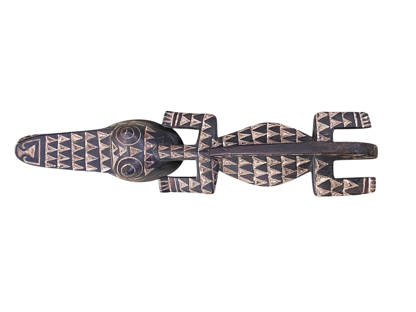 #1129 Vintage  African Crocodile Bobo Mask Burkina Faso 30" W