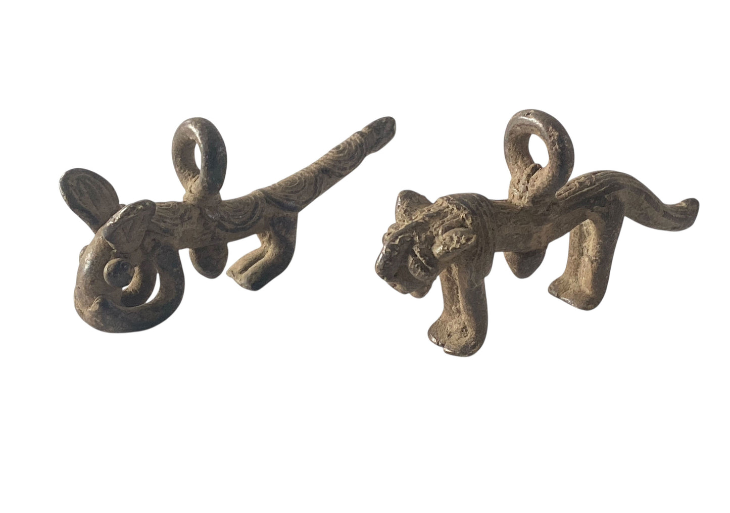 #1199 Vtg Set of Two Gan Bronze Amulet Pendant/Gold Weight /  Burkina Faso