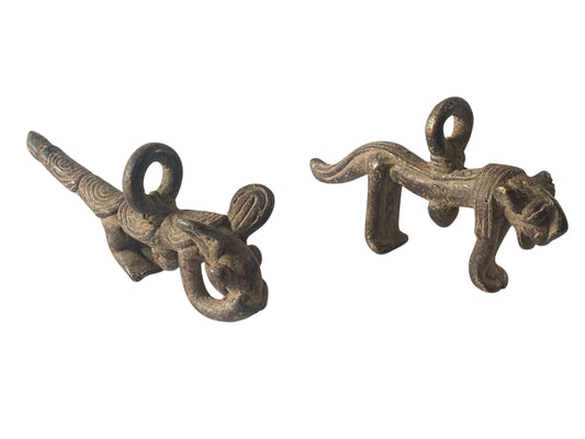 #1199 Vtg Set of Two Gan Bronze Amulet Pendant/Gold Weight /  Burkina Faso