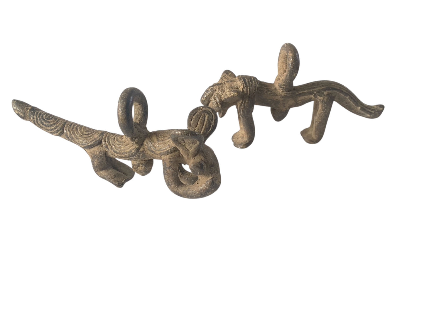 #1199 Vtg Set of Two Gan Bronze Amulet Pendant/Gold Weight /  Burkina Faso