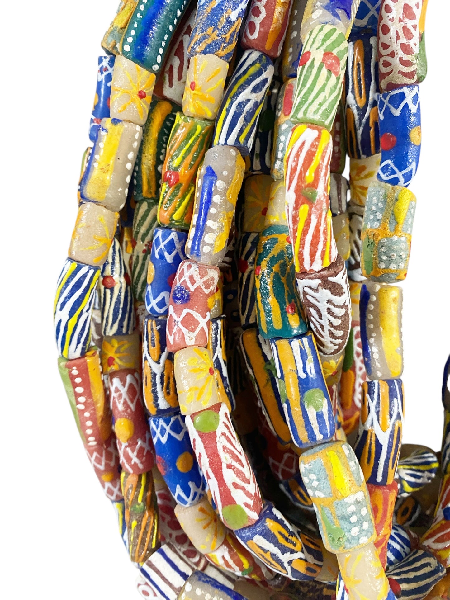 #1203 Set of 20 Vintage MilleFiori  Ghana African Trade Bead Long Necklaces  15" H