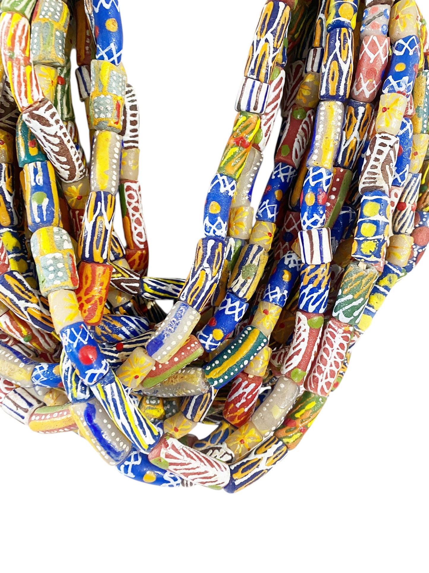 #1203 Set of 20 Vintage MilleFiori  Ghana African Trade Bead Long Necklaces  15" H