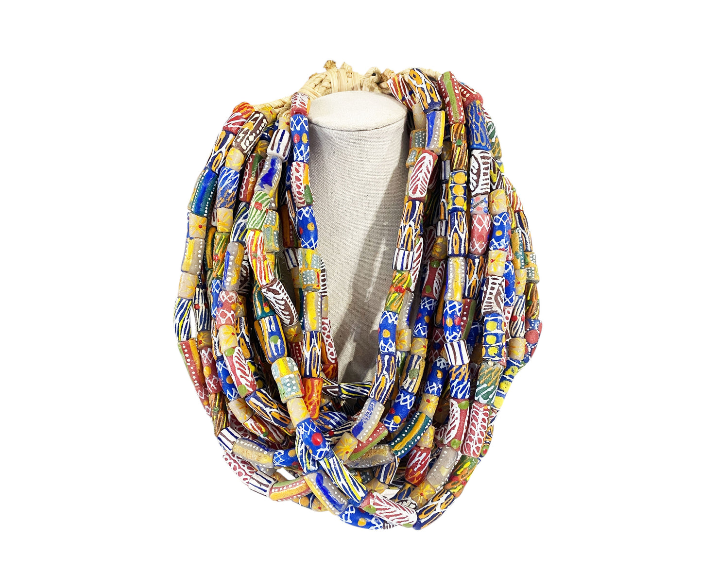 #1203 Set of 20 Vintage MilleFiori  Ghana African Trade Bead Long Necklaces  15" H