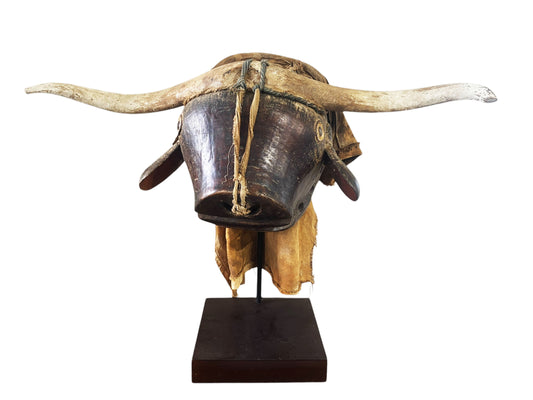 #1134 Dugn'Be Bull Helmet Mask W/Iron stand  Bidjogo GUINEA BISSAU