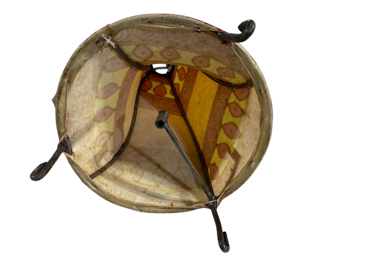 #666 Moroccan Leather Henna Hide Light Fixture Shade Display Tabletop Decor 13" h
