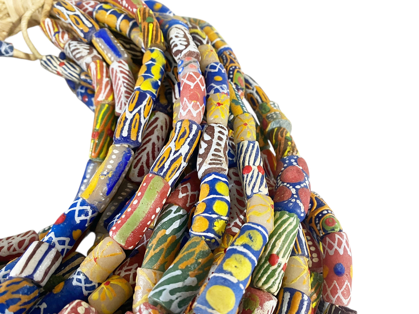 #1203 Set of 20 Vintage MilleFiori  Ghana African Trade Bead Long Necklaces  15" H