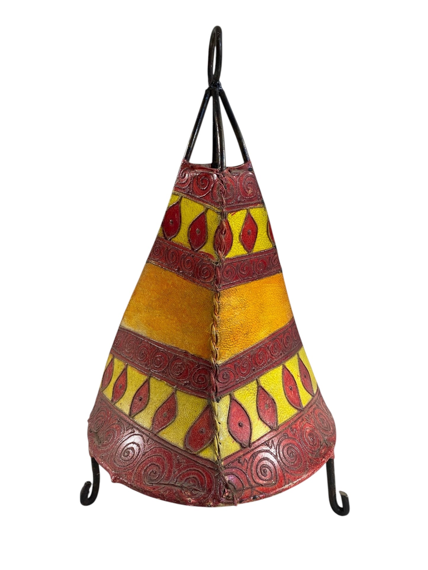 #666 Moroccan Leather Henna Hide Light Fixture Shade Display Tabletop Decor 13" h
