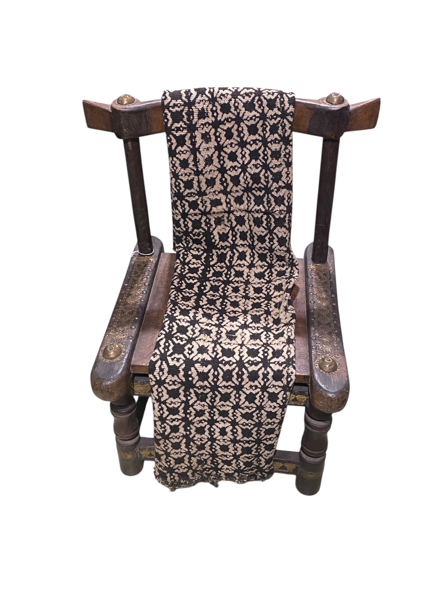 # 524/523  Vintage African Black and Beige  Mud Cloth Textile Mali  50"