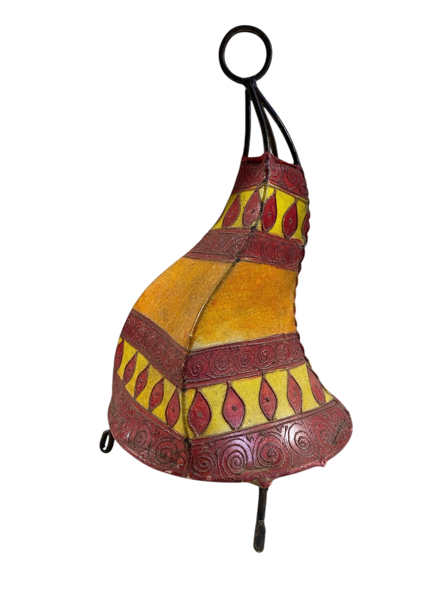 #666 Moroccan Leather Henna Hide Light Fixture Shade Display Tabletop Decor 13" h