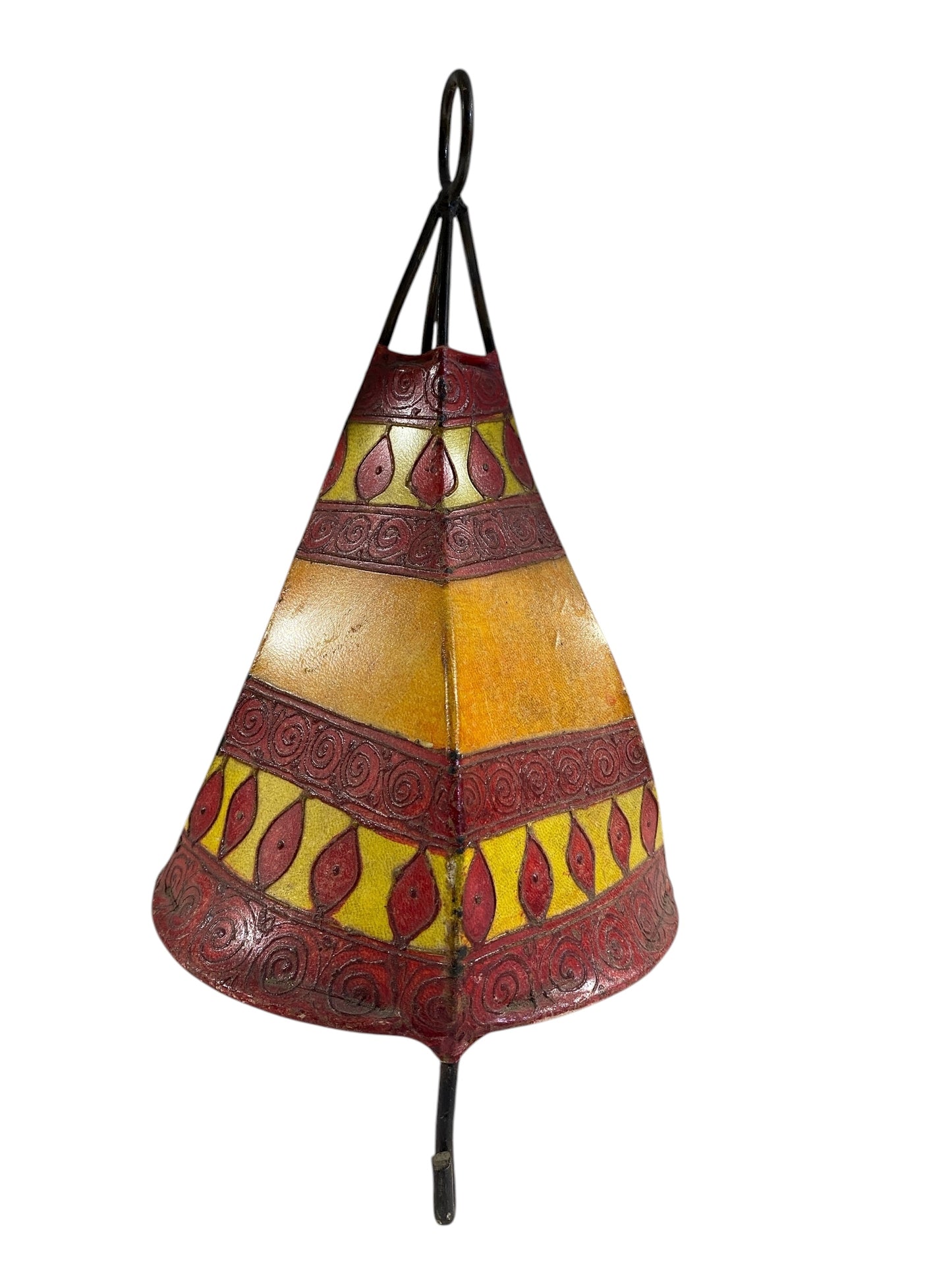 #666 Moroccan Leather Henna Hide Light Fixture Shade Display Tabletop Decor 13" h