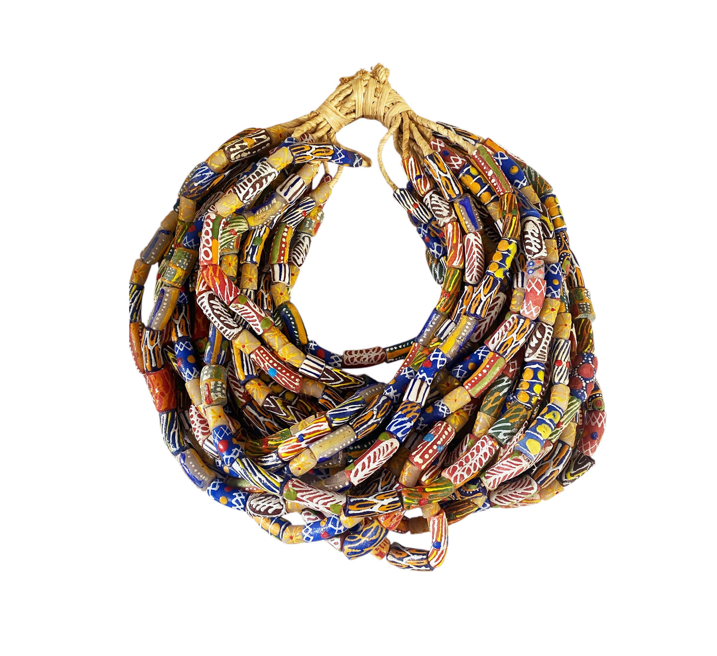 #1203 Set of 20 Vintage MilleFiori  Ghana African Trade Bead Long Necklaces  15" H