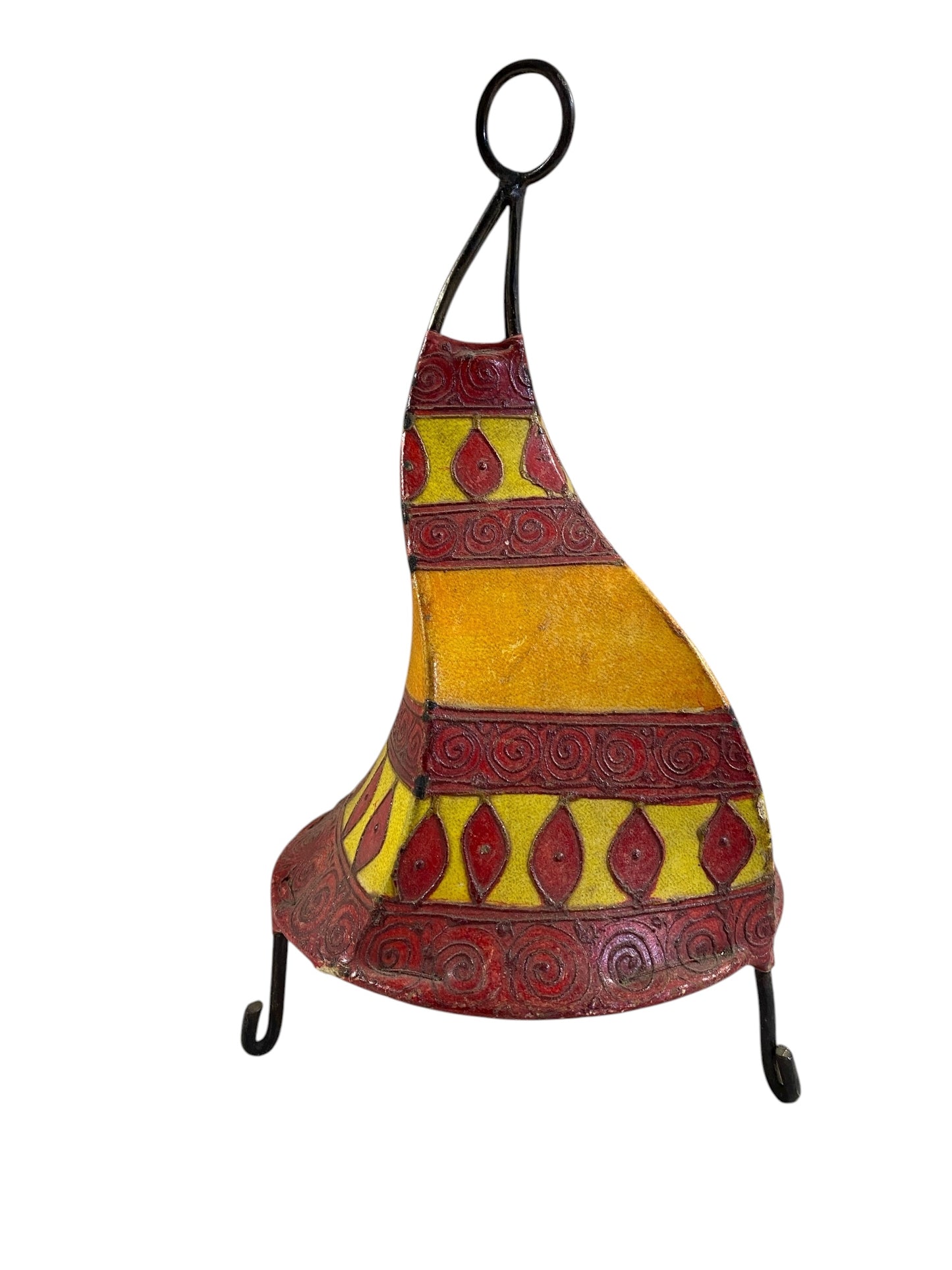 #666 Moroccan Leather Henna Hide Light Fixture Shade Display Tabletop Decor 13" h