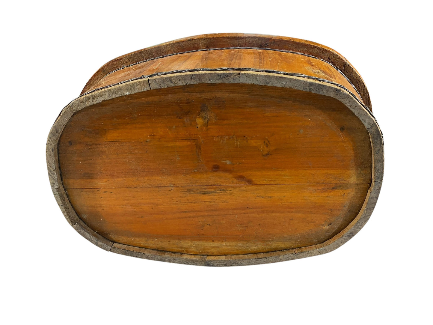 #5553A153A Chinoiserie Boho Vtg Wood  Mandarin Duck Basket 22.5" H