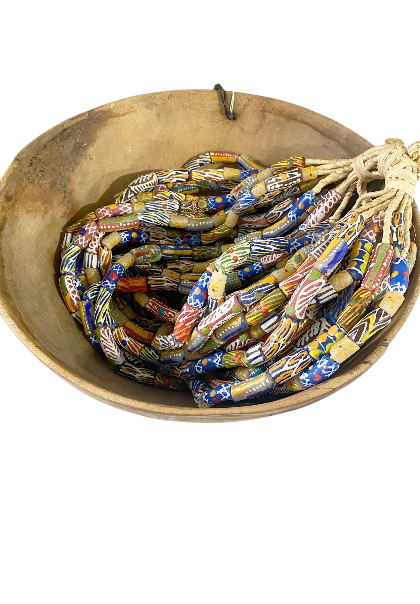 #1203 Set of 20 Vintage MilleFiori  Ghana African Trade Bead Long Necklaces  15" H