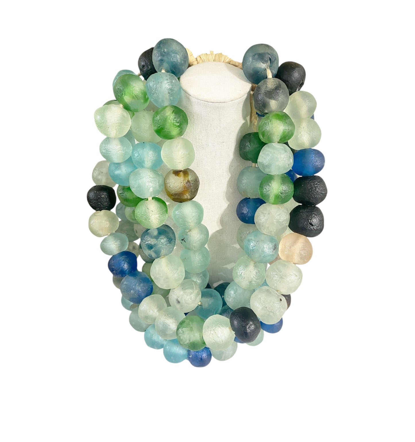 #1206 African Jumbo Glass Mixed Trading Beads Necklace Set of Five