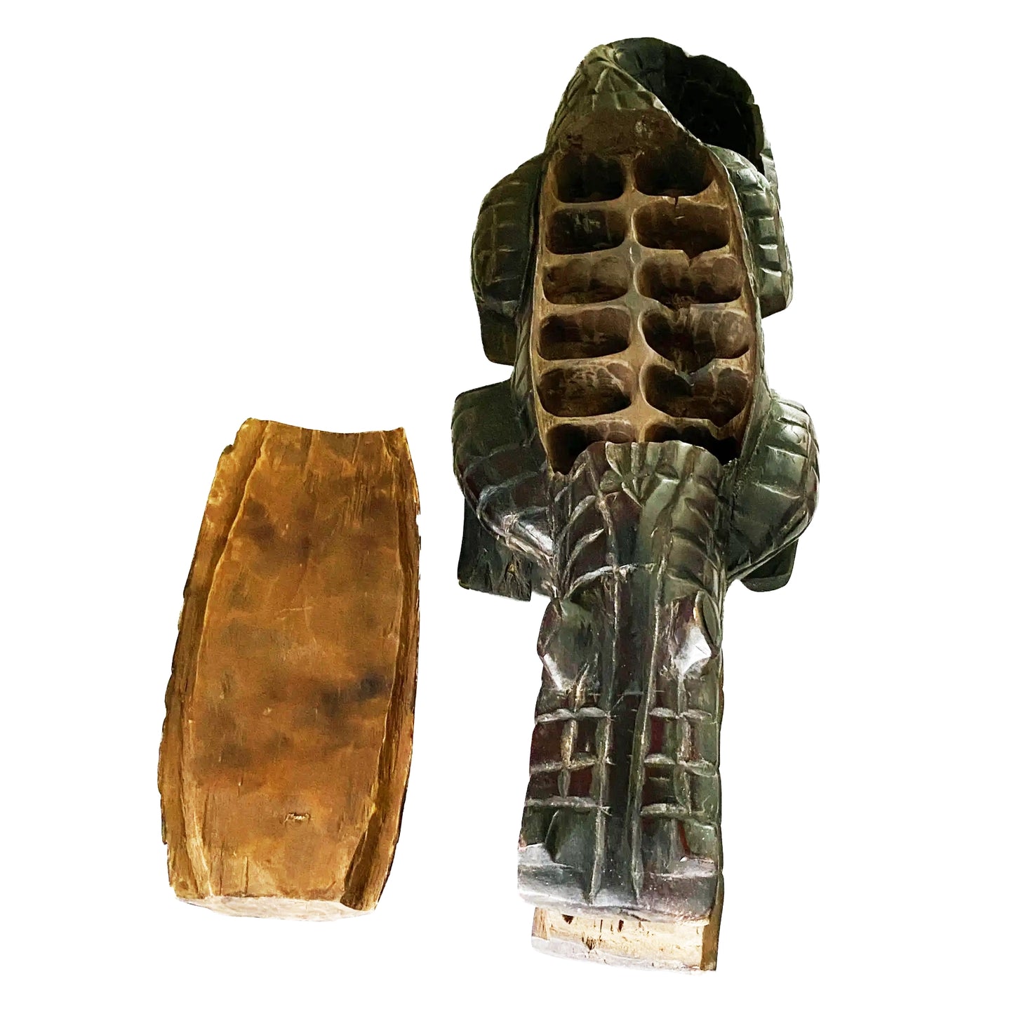 #3914  Large African Akan Awari Mancala Game Board 32.5" w