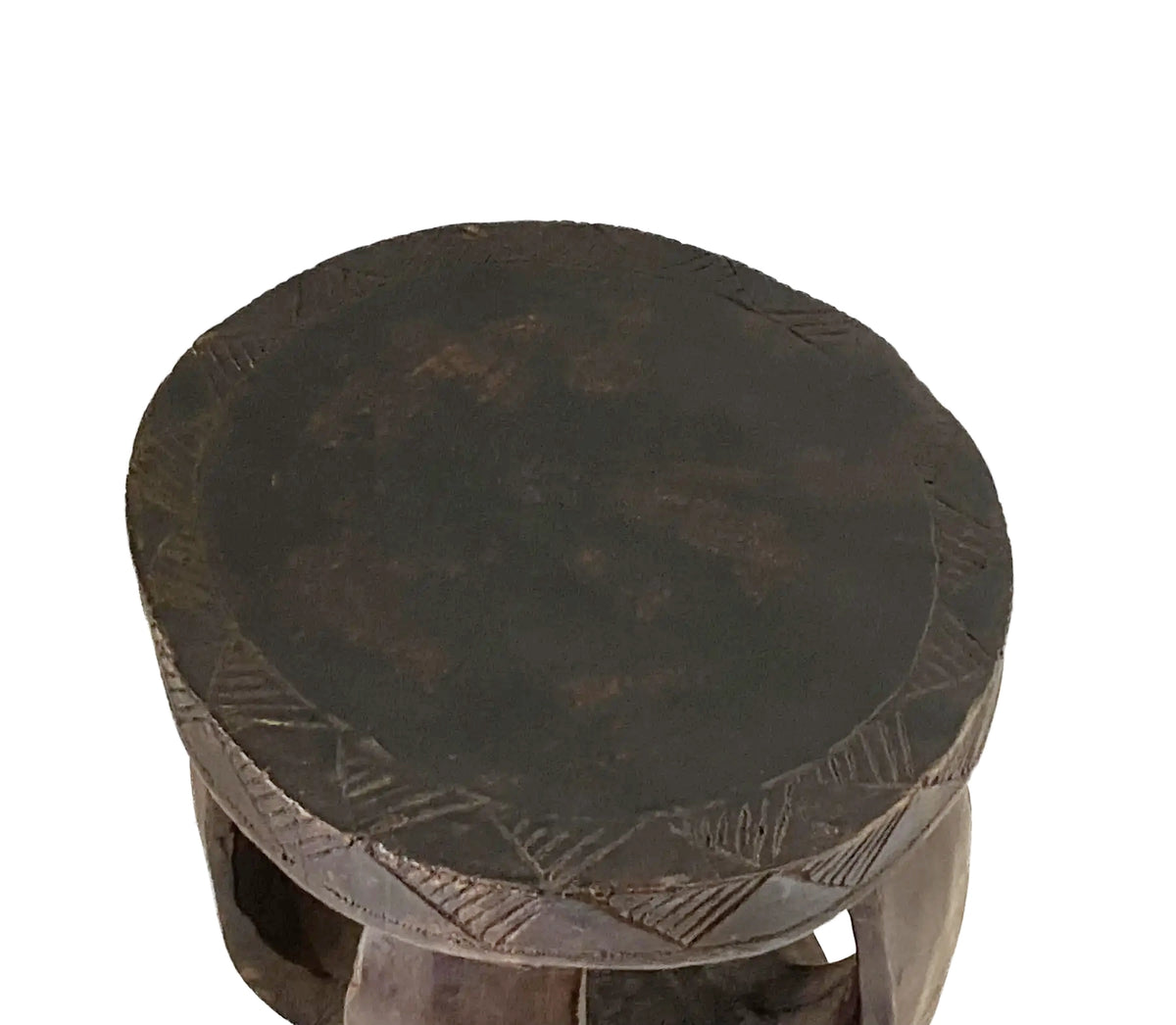#3749 African  Baga Low Wood Stool Guinea-Bissau  11.75" H