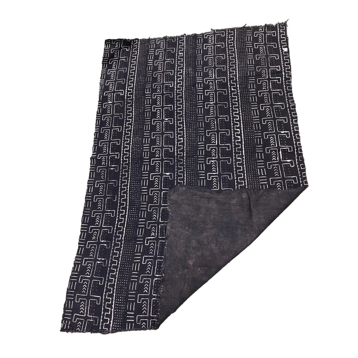 # 4085 African Black and White Mud Cloth Textile Mali 63" by 41"