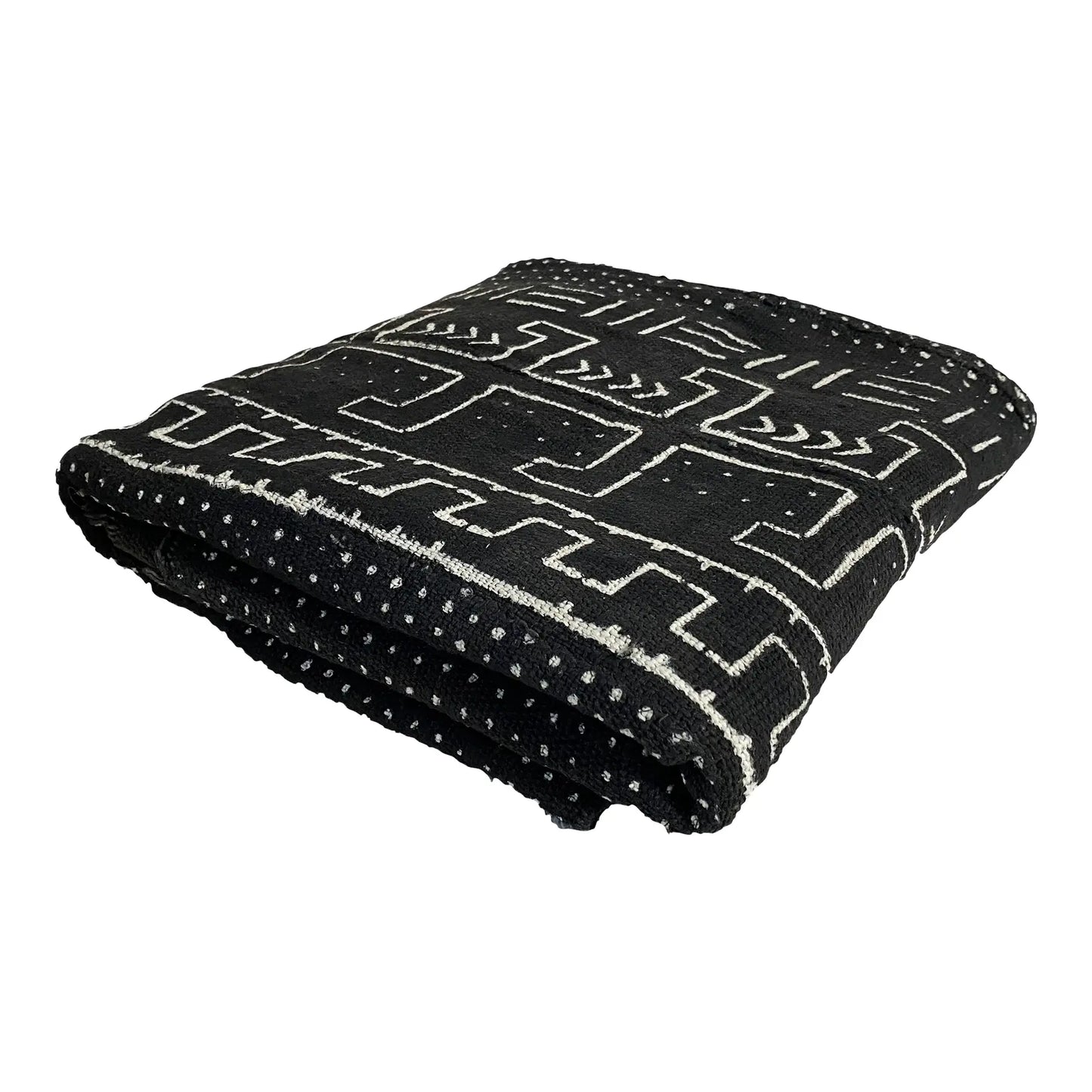 # 4085 African Black and White Mud Cloth Textile Mali 63" by 41"