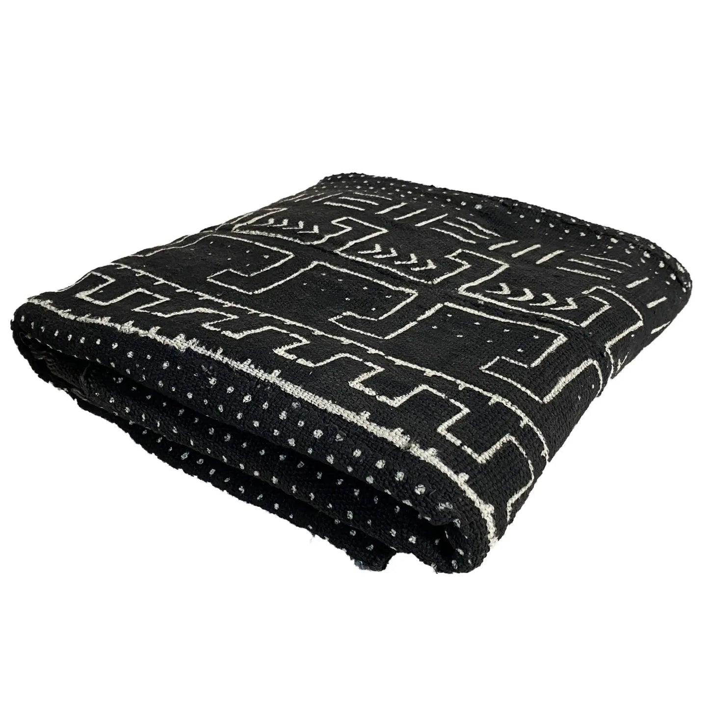# 4085 African Black and White Mud Cloth Textile Mali 63" by 41"