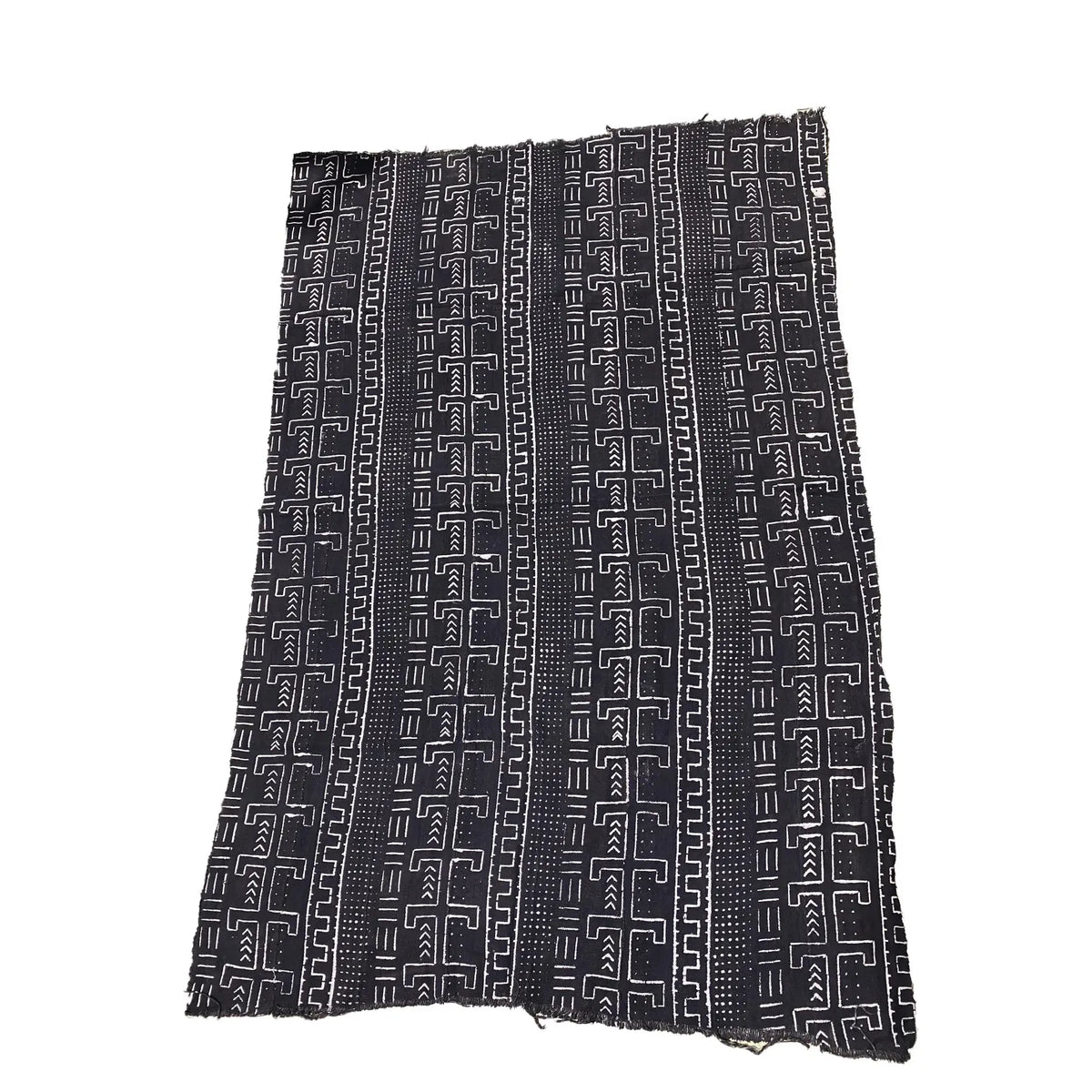 # 4085 African Black and White Mud Cloth Textile Mali 63" by 41"
