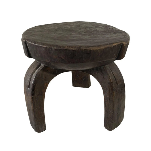 #7132 African Vintage Wood Milk Stool Hehe Gogo People Tanzania 12" H